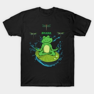 Frog Meditating Zen Lotus illustration T-Shirt